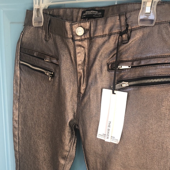 Zara Metallic Biker pants - Picture 6 of 7
